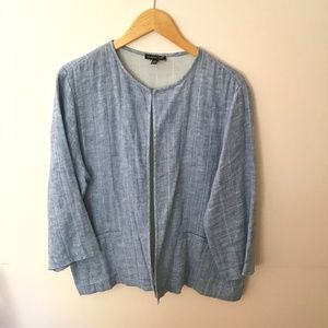 Eileen Fisher Open Linen/Cotton Jacket XL Light Blue